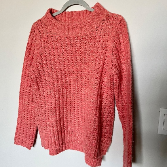 Anthropologie Field Flower Waffle Knit Wool-blend Sweater in Coral Size Medium - Picture 8 of 10